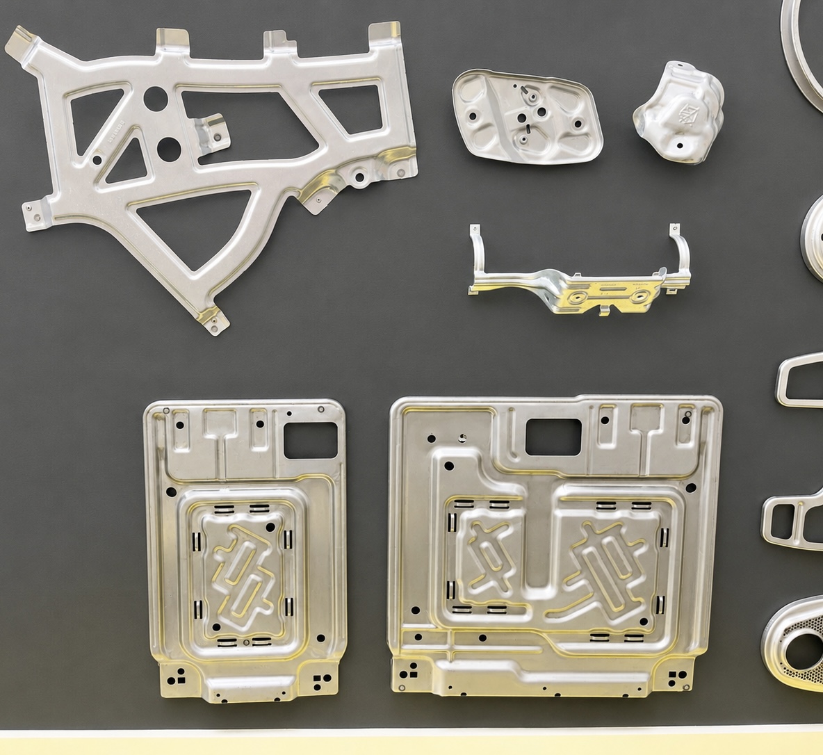 Display of structural stampings manufactured by Big Rapids Products
